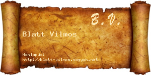 Blatt Vilmos névjegykártya